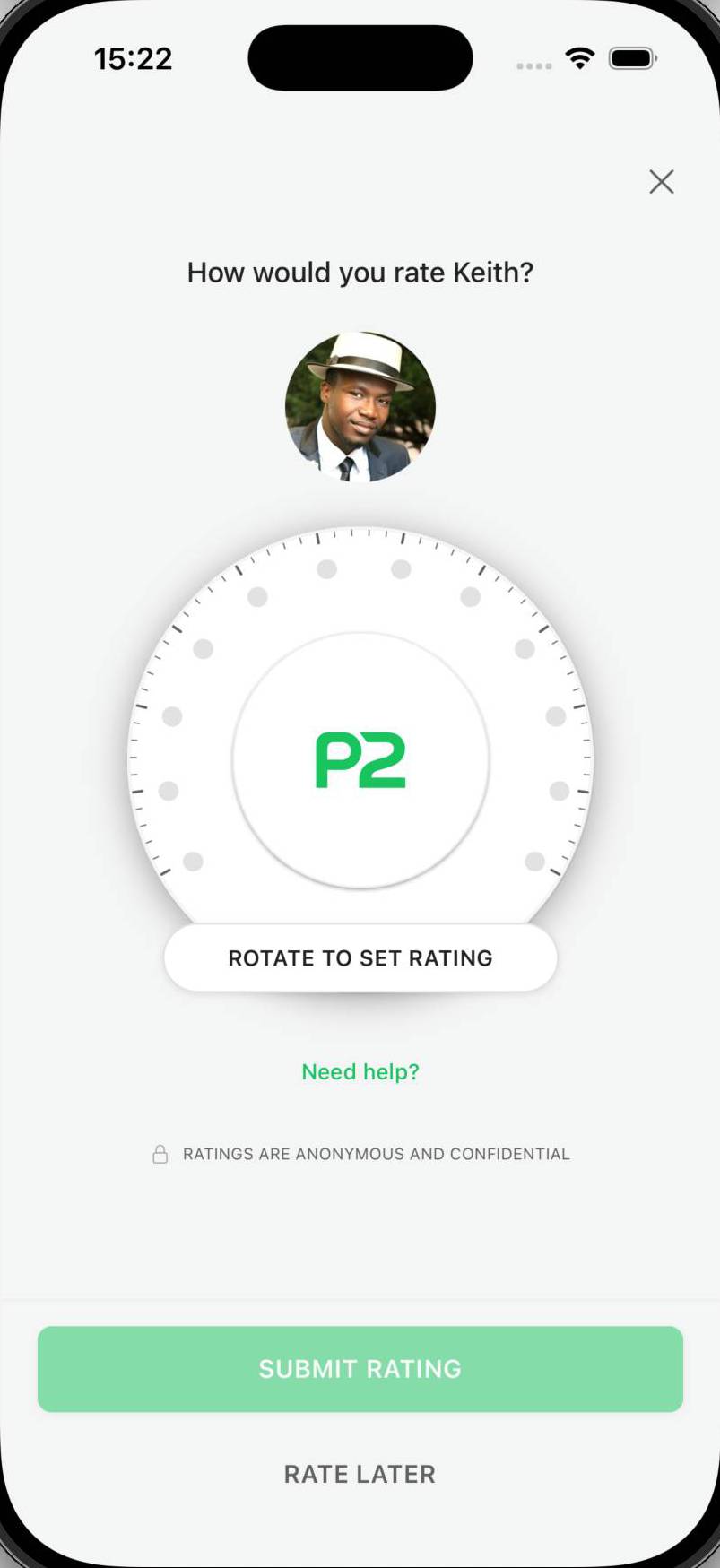 Rate screen
